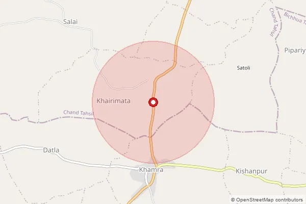 Map showing approximate area covered by Pincode 480108 — Ghoti B.O, Chhindwara