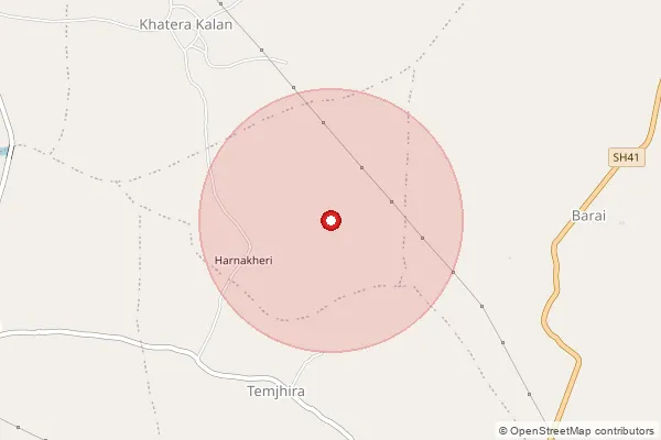 Map showing approximate area covered by Pincode 480110 — Dilawar Mohgaon B.O, Chhindwara