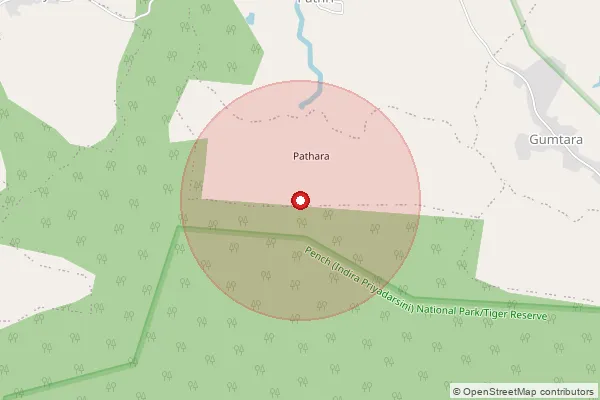 Map showing approximate area covered by Pincode 480111 — Deori B.O, Chhindwara