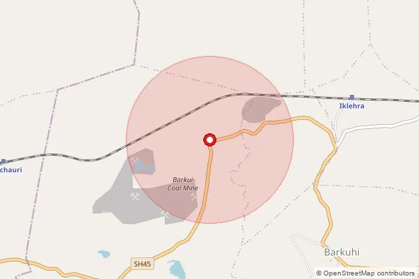 Map showing approximate area covered by Pincode 480449 — Darbai B.O, Chhindwara