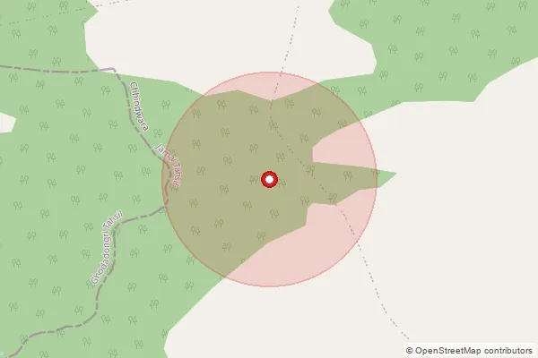 Map showing approximate area covered by Pincode 480555 — Dhobe, Chhindwara