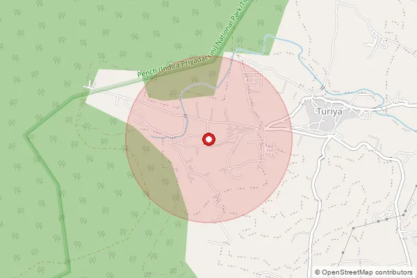 Map showing approximate area covered by Pincode 480557 — Kundali, Chhindwara
