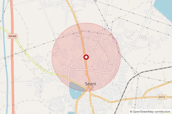 Map showing approximate area covered by Pincode 480881 — Khawasa S.O (Seoni), Seoni