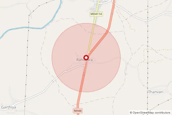 Map showing approximate area covered by Pincode 480882 — Bandol S.O, Seoni