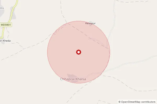 Map showing approximate area covered by Pincode 480884 — Chhapara S.O, Seoni
