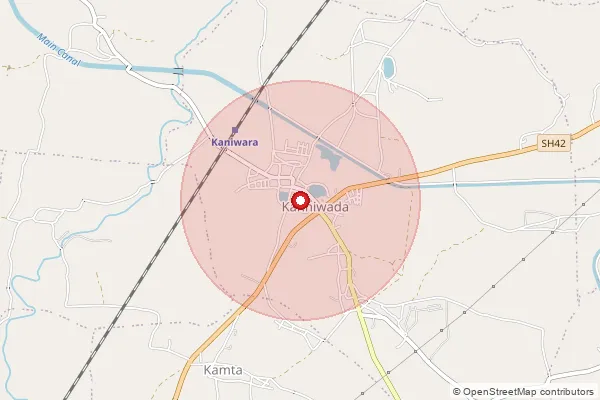Map showing approximate area covered by Pincode 480990 — Kanhiwada S.O, Seoni