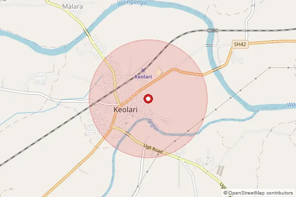 Map showing approximate area covered by Pincode 480994 — Keolari S.O, Seoni