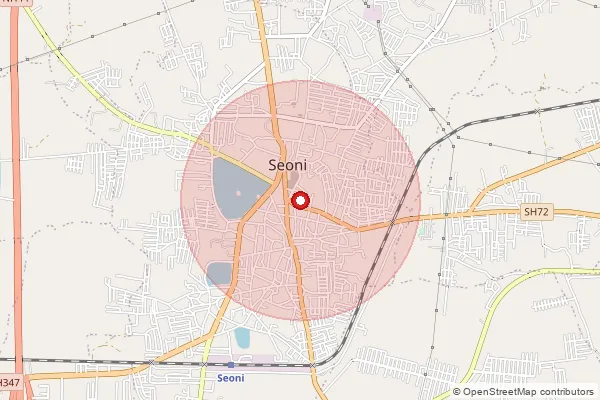 Map showing approximate area covered by Pincode 480996 — Ugli S.O, Seoni