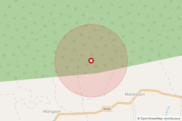 Map showing approximate area covered by Pincode 480997 — Ghansore S.O, Seoni