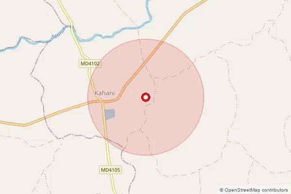 Map showing approximate area covered by Pincode 480999 — Kahani S.O, Seoni