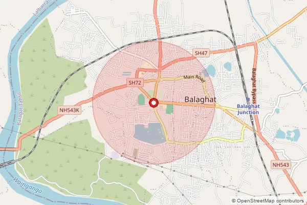 Map showing approximate area covered by Pincode 481105 — Ukwa S.O, Balaghat