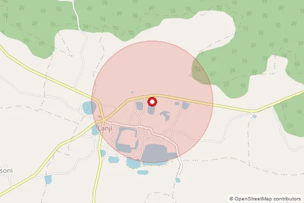 Map showing approximate area covered by Pincode 481222 — Lanji S.O, Balaghat