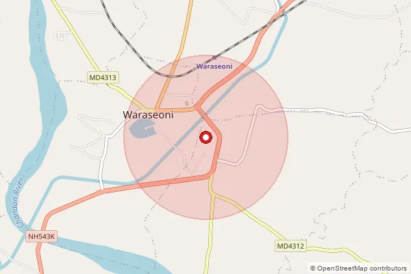 Map showing approximate area covered by Pincode 481331 — Waraseoni S.O, Balaghat