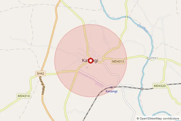 Map showing approximate area covered by Pincode 481445 — Katangi S.O (Balaghat), Balaghat