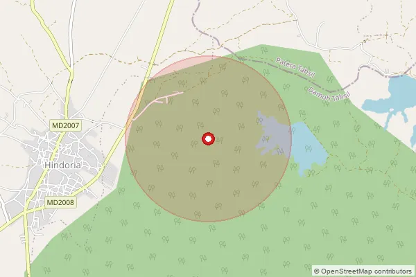 Map showing approximate area covered by Pincode 481666 — Pondimal Bo, Mandla