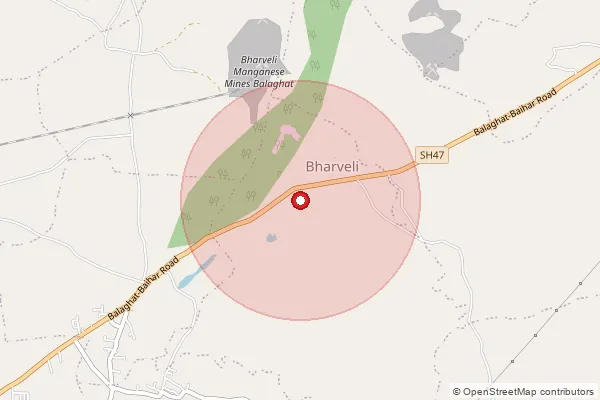 Map showing approximate area covered by Pincode 481668 — Bharweli B.O, Mandla