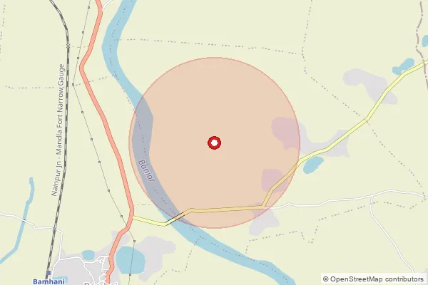 Map showing approximate area covered by Pincode 481771 — Dhenko B.O, Mandla