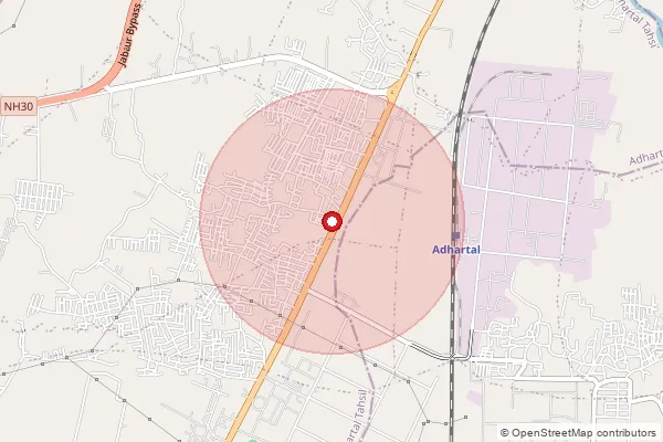 Map showing approximate area covered by Pincode 482004 — Adhartal S.O, Jabalpur