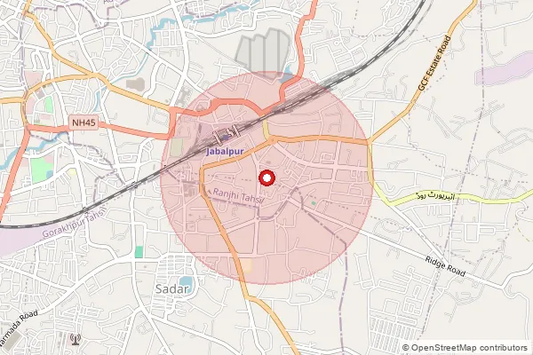 Map showing approximate area covered by Pincode 482007 — Ndc Jabalpur, Na