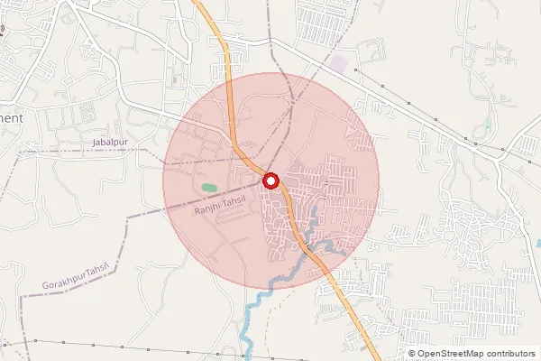 Map showing approximate area covered by Pincode 482020 — Bilhari S.O, Jabalpur