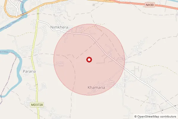 Map showing approximate area covered by Pincode 482021 — Khamaria Neemkheda B.O, Jabalpur