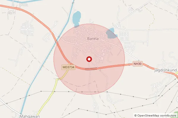 Map showing approximate area covered by Pincode 483001 — Khukkham B.O, Jabalpur