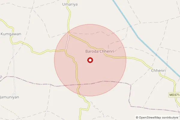 Map showing approximate area covered by Pincode 483053 — Majhita B.O, Jabalpur