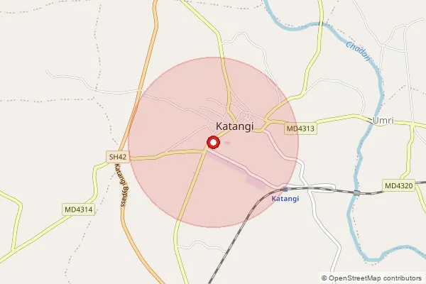 Map showing approximate area covered by Pincode 483105 — Boria B.O, Jabalpur