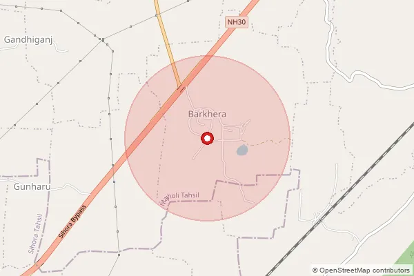 Map showing approximate area covered by Pincode 483110 — Tauri, Jabalpur
