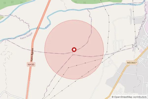 Map showing approximate area covered by Pincode 483501 — Katni H.O, Katni