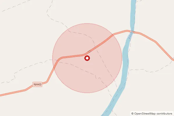 Map showing approximate area covered by Pincode 484224 — Audhera B.O, Anuppur