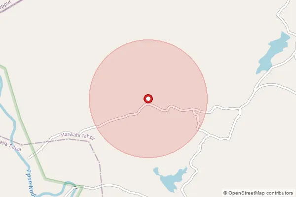 Map showing approximate area covered by Pincode 484330 — Gorsi B.O, Anuppur