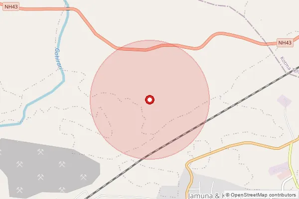 Map showing approximate area covered by Pincode 484334 — Badra Colliery B.O, Anuppur
