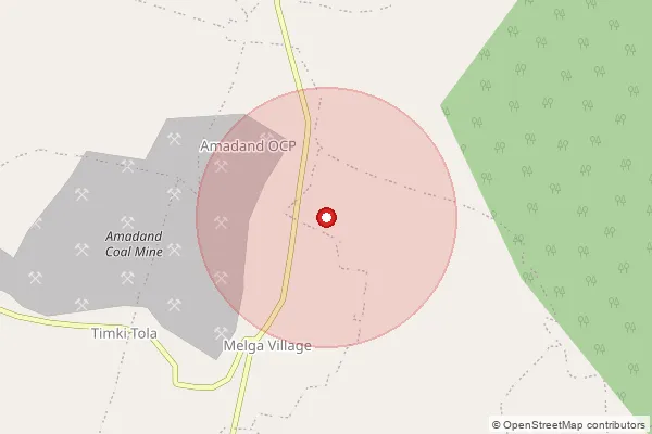 Map showing approximate area covered by Pincode 484447 — Bhad B.O, Anuppur