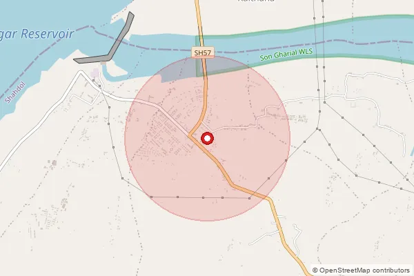 Map showing approximate area covered by Pincode 484776 — Jagmal B.O, Shahdol