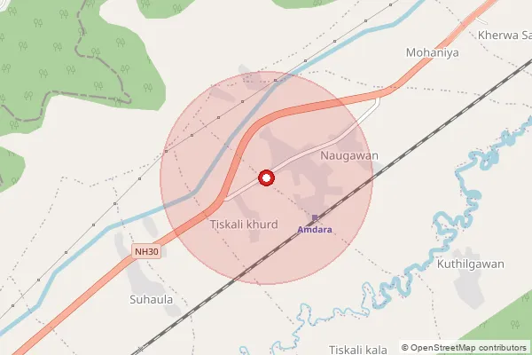 Map showing approximate area covered by Pincode 485773 — Binaika B.O, Satna
