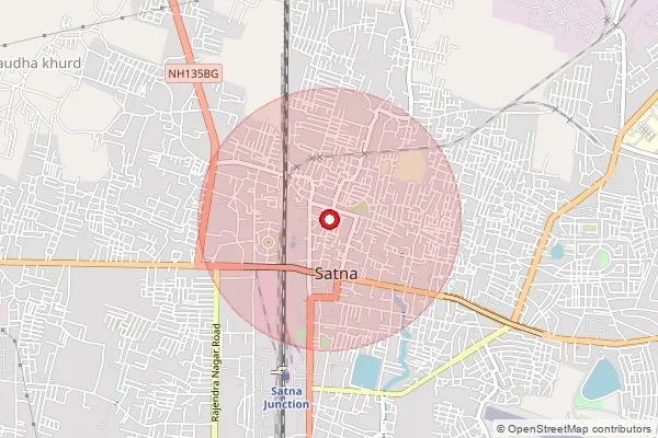 Map showing approximate area covered by Pincode 485774 — Budherua B.O, Satna