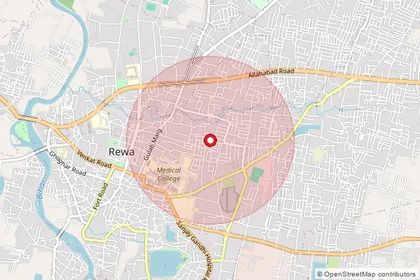 Map showing approximate area covered by Pincode 486003 — Ajgarha B.O, Rewa