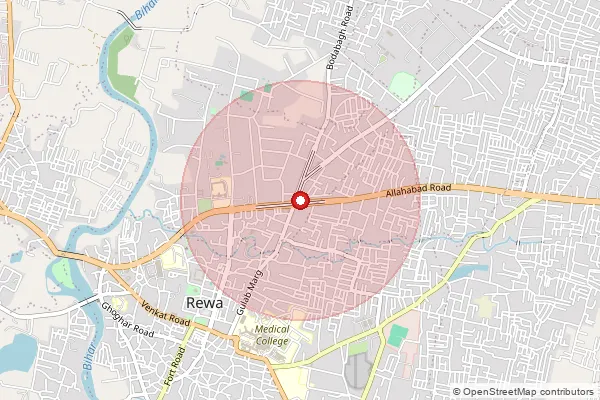 Map showing approximate area covered by Pincode 486117 — Jamui B.O, Rewa