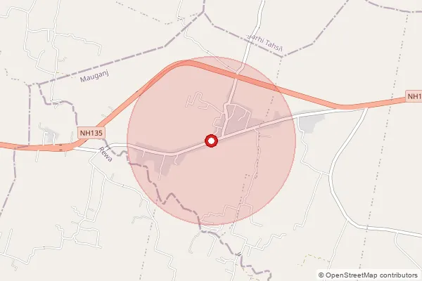 Map showing approximate area covered by Pincode 486338 — Duara B.O, Rewa