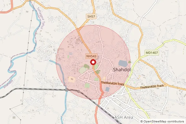 Map showing approximate area covered by Pincode 486669 — Madwas S.O, Sidhi