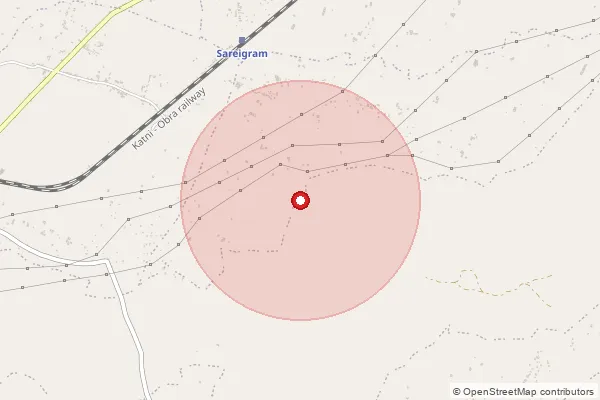 Map showing approximate area covered by Pincode 486675 — Bamuri B.O, Sidhi