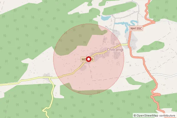 Map showing approximate area covered by Pincode 486882 — Chitrangi S.O, Singrauli