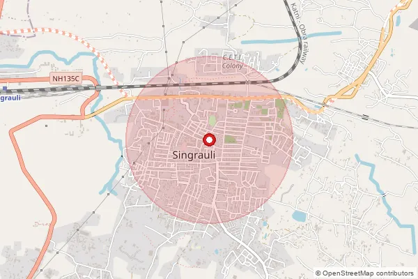 Map showing approximate area covered by Pincode 486889 — Bagdewa, Singrauli