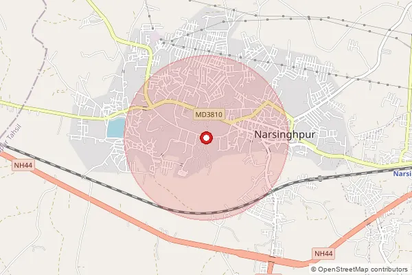Map showing approximate area covered by Pincode 487001 — Narsinghpur H.O, Narsinghpur