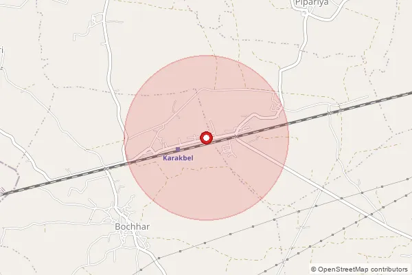Map showing approximate area covered by Pincode 487114 — Karakbel S.O, Narsinghpur