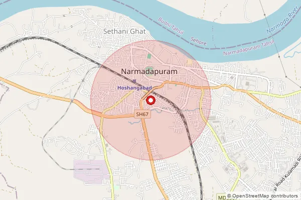 Map showing approximate area covered by Pincode 487330 — Barman S.O, Narsinghpur