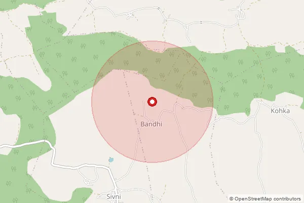 Map showing approximate area covered by Pincode 487555 — Kaudia S.O, Narsinghpur