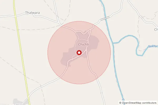 Map showing approximate area covered by Pincode 487770 — Chichli S.O, Narsinghpur