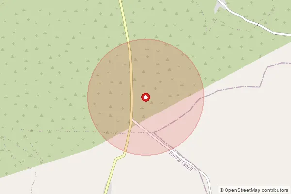 Map showing approximate area covered by Pincode 488059 — Lahargawan B.O, Panna